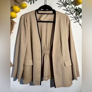 The Suit Company, Japan. Open Front Blazer with Black Trim.